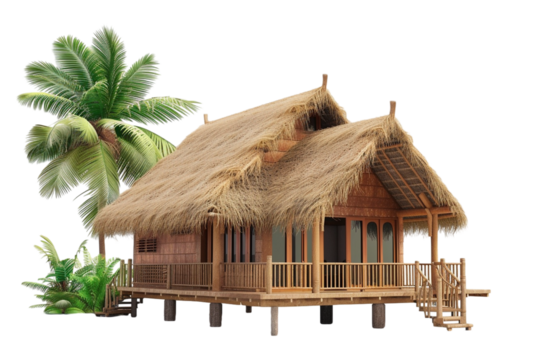 bungalow cottage isolated on transparent background