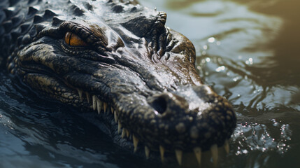 Closeup reptile alligator
