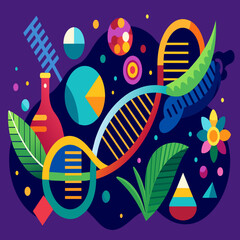 Abstract DNA art with elements of abstract expressionism vektor illustation