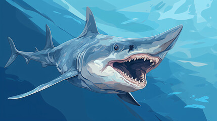 Image of hammerhead shark ocean  - obrazy, fototapety, plakaty