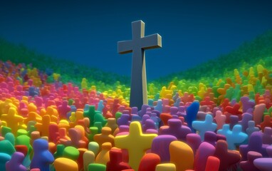 Christian cross in colors not Easter theme
