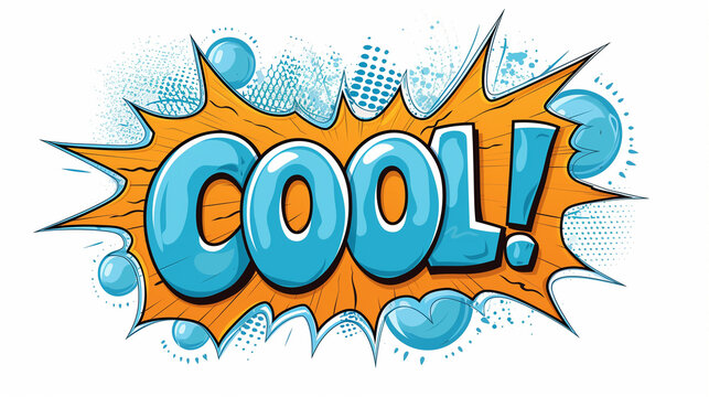 cool word in comic style speech bubble with explosion in pop art on trendy yellow background - Powered by Adobe