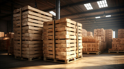 Industrial wooden pallet loaded with some carton boxes.