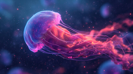 Magnificent Macro of a beautiful jellyfish chrysaora quinquecirrha