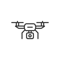 A drone with a camera, linear icon. Line with editable stroke