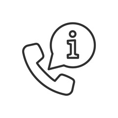 Information by phone, linear icon. Line with editable stroke