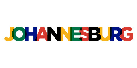 Johannesburg in the South Africa emblem. The design features a geometric style, vector illustration with bold typography in a modern font. The graphic slogan lettering.