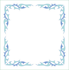 Blue green frame with fantasy ornament . Fantasy green corners. Fairy tail decoration, book decoration.	
