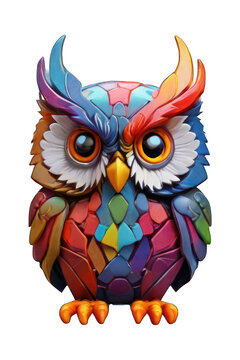 Vibrant Rainbow Cartoon Owl