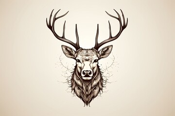 a drawing of a deer head