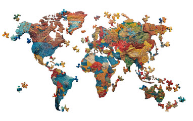 Peaceful World Map Symbolism On Transparent Background.