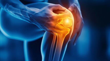 Chronic Knee Pain with an Inflamed - obrazy, fototapety, plakaty