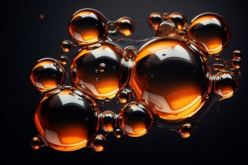 bubbles of orange bubbles on a black background