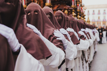 Naklejka premium Holy Week Procession with Nazarenes, holy week concept