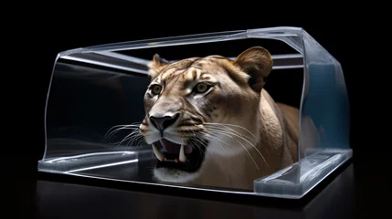 Raamstickers Gaming laptop 3d lion © levit