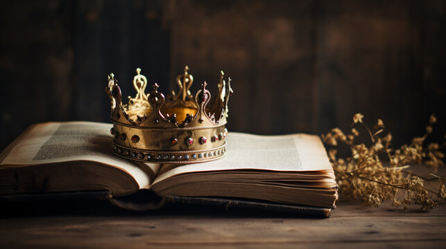 Low key image of a beautiful queen/king crown.