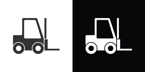forklift truck icon on black and black