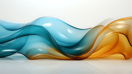 A sleek and modern abstract design with flowing blue and gold shapes, perfect for corporate...