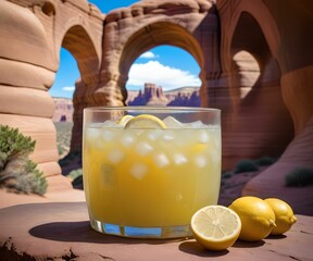 glass of refreshing summer lemonade, created using generative AI technology