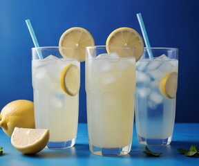 glass of refreshing summer lemonade, created using generative AI technology