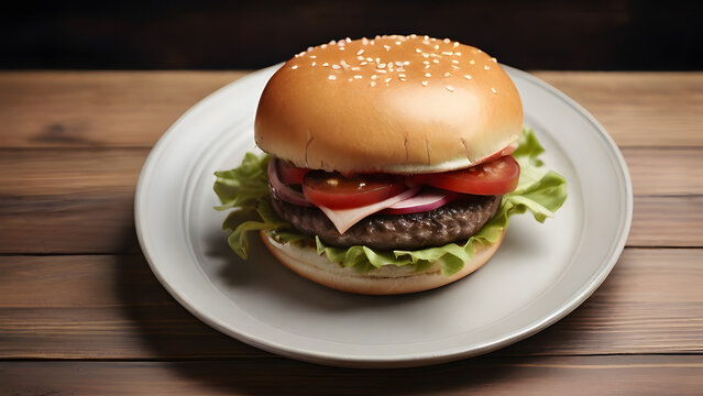hamberger,junk food,hamberger with table,food