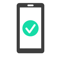 黒と緑色｜チェックマークのスマートフォン