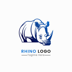 minimalist rhino logo vector template icon design