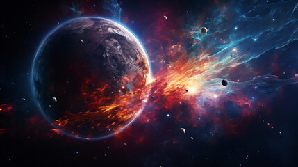 Obraz na płótnie Canvas Nebulae and planet