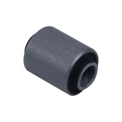 Auto part black rubber bushing cylinder with hole on white background