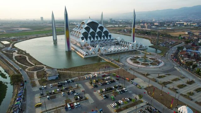 Aerial view show Al Jabbar Great Mosque a landmark and icon of West Java Province. 