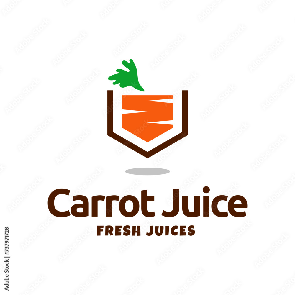 Sticker Juice carrot logo, fresh carrot drink logo design vector template isolated on white background.