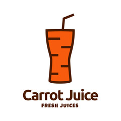 Juice carrot logo, fresh carrot drink logo design vector template isolated on white background.