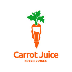 Juice carrot logo, fresh carrot drink logo design vector template isolated on white background.