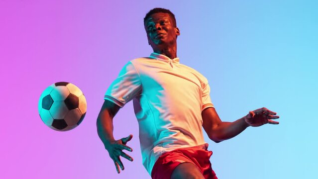 Dynamic animated video collage made of different diverse athletes of various kind of sports in motion over colored neon background. Concept of olympic sport, competition. Design for splash screen