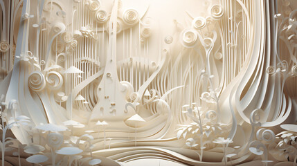 Paper sculpture music sound illustration background