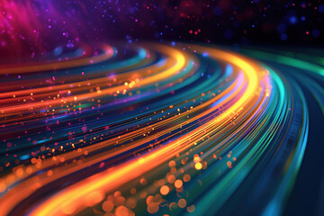 Colorful flowing energy lines as data stream stream symbol, digital background