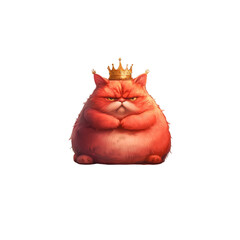 Obraz premium red cat cartoon angry fat animal crown illustration 