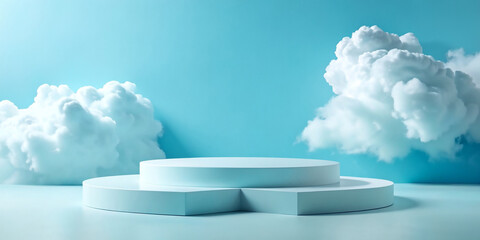 Empty sky dreamy Podium Background for product mockup.