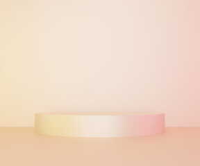 Peach podium background, Abstract scene for products, Mockup product display, Stage showcase, Studio geometric scene, 3D Rendering.