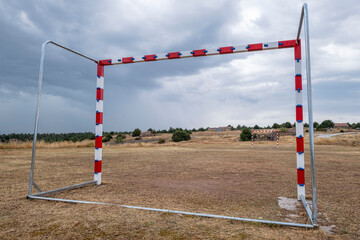 Fototapeta na wymiar rural soccer field, Iruecha, Sierra Solorio, Soria, autonomous community of Castilla y León, Spain, Europe