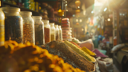 Mountains of spices on the market.