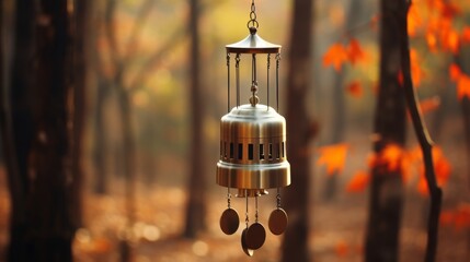 Wind Chime Hanging From Wooden Pole