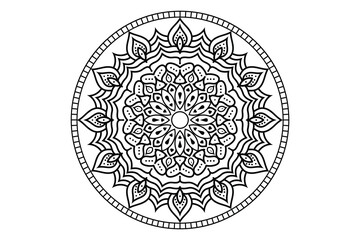 Mandala design, Floral circular mandala design, black and white background with mandala design 