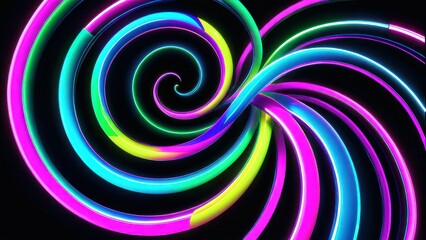 3d render. Abstract fantastic neon background. Colorful speedway lines. Glowing energy stream, power jet, curvy ribbon. generative, AI