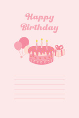 Birthday pink cute card