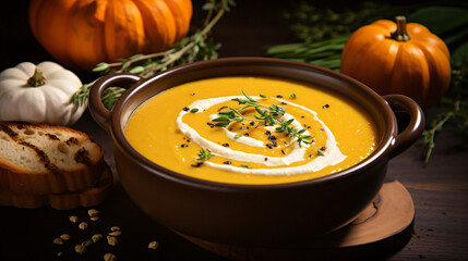 Pumpkin and herbs cream soup