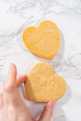 Heart-shaped sugar cookies with royal icing