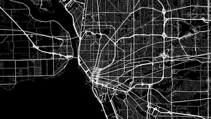 Zoom Out Road Map of Buffalo New York with white roads on a black background