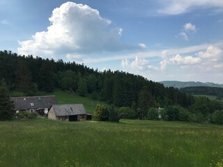 beautiful background of the Czech landscape, Rychlebská mountains, Jeseniky, spring nature