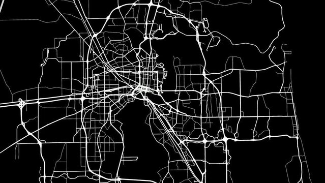 Zoom Out Road Map of Jacksonville Florida with white roads on a black background